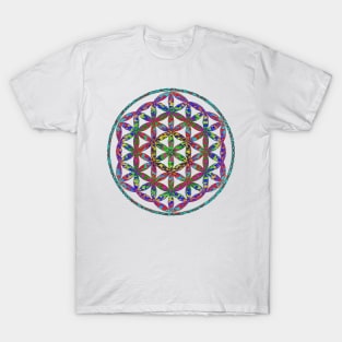 Flower Of Life Rainbow Design T-Shirt